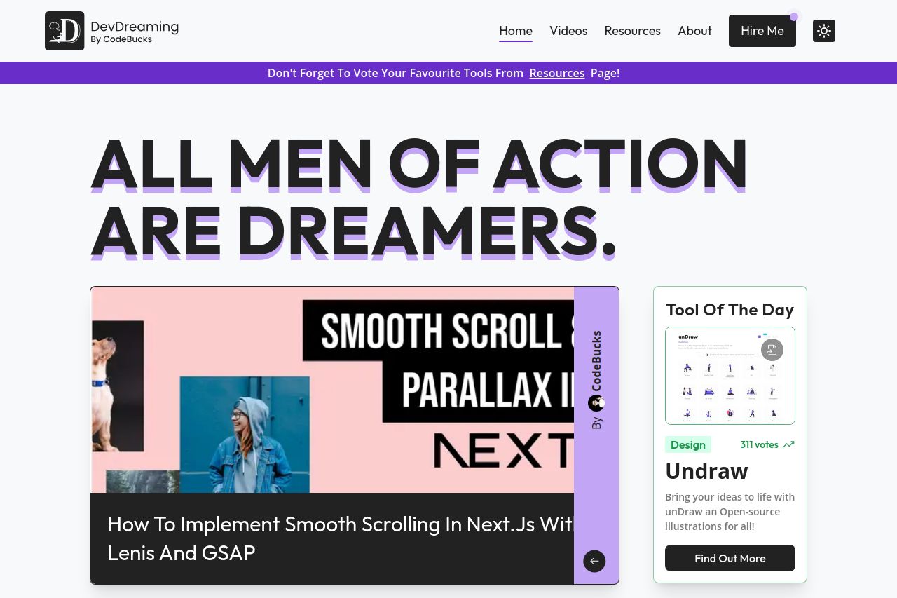 Screenshot of devdreaming.com
