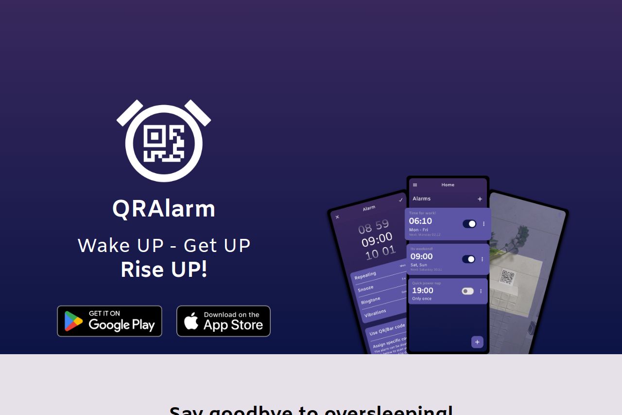 Screenshot of qralarm.app